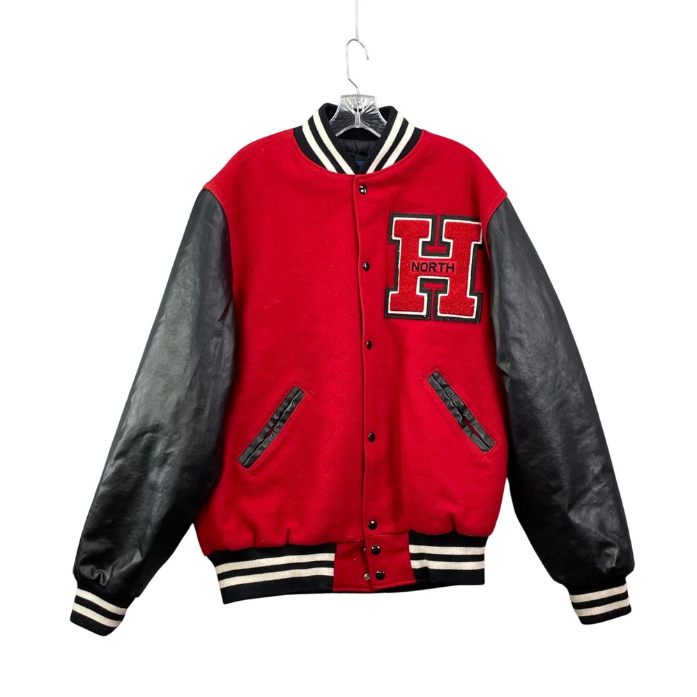 Holloway‎ Varsity Jacket Mens Large Red Black Letterman H North Made USA Vintage